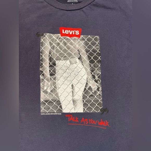 Levi's Talk As You Walk Graphic T-shirt Men Medium Oversized Blue Short Sleeve - Picture 2 of 7